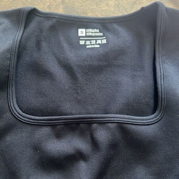 Bodysuits Sexy Ribbed Long Sleeve Square Neck One Piece Bodysuit - Picture 5 of 12